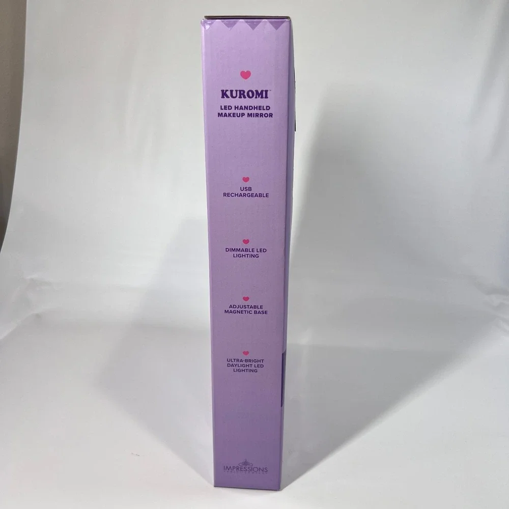 Impressions Vanity Kuromi LED Handheld Makeup Mirror USB Rechargeable‎ NEW